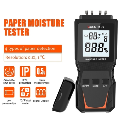 Testeur d'humidité en papier VICTOR2GB Testeur portable Mètre de grains de bois Humidificateur de l'humidité