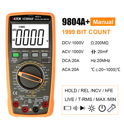 Victor VC9804A+ 9804 Multimètre de poche True RMS AC DC 1000V 20A multimètre numérique