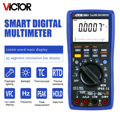 VICTOR 98A+ VICTOR Multimètre numérique 22000 compteurs affichage multimètre de portée automatique avec USB