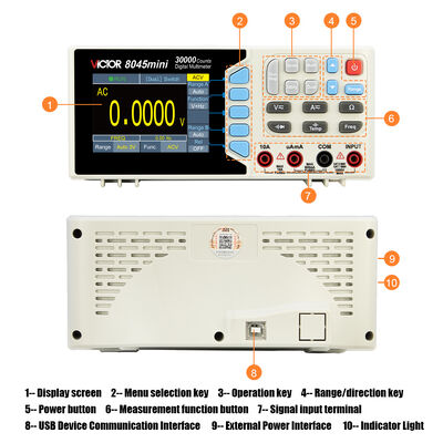 VICTOR 8045 mini multimètre de Table de taille 30000 comptes multimètre de type banc DMM avec affichage coloré