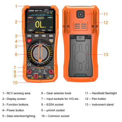 VICTOR 9801Pro Multimètre numérique avec écran TFT